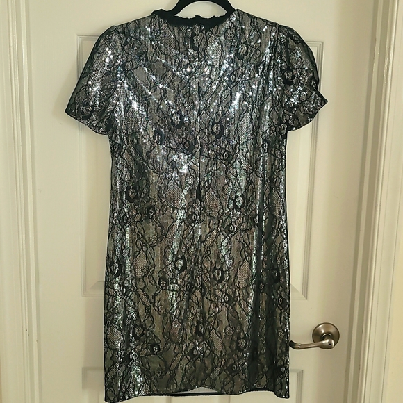 Michael Kors Ruffled collar Shift dress lace with sequin embellishments dress - Picture 6 of 13